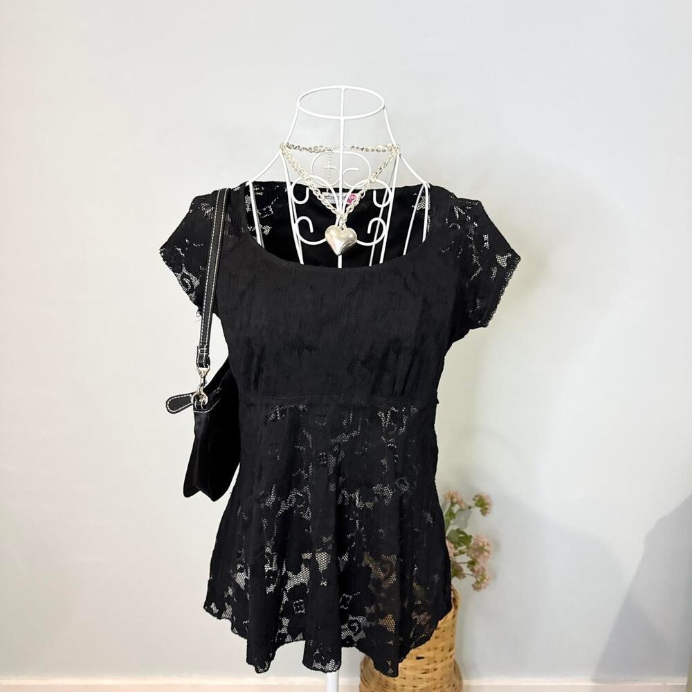Vintage y2k black lace babydoll